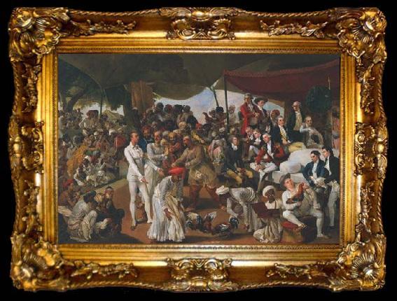 framed  Johann Zoffany Cockfight in Lucknow, ta009-2